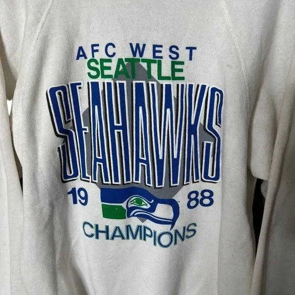 VTG 1988 Seattle Seahawks AFC Champions Crewneck Mens Large - Picture 2 of 4